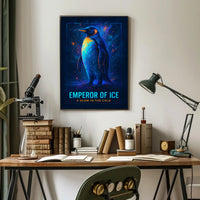 Emperor Penguin Poster Neon Glow Wall Art Print