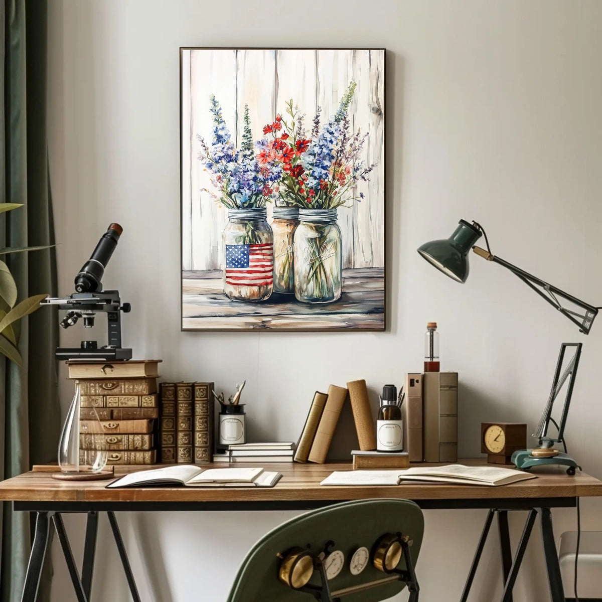 Three Rustic Mason Jars Wall Decor Art Print Poster