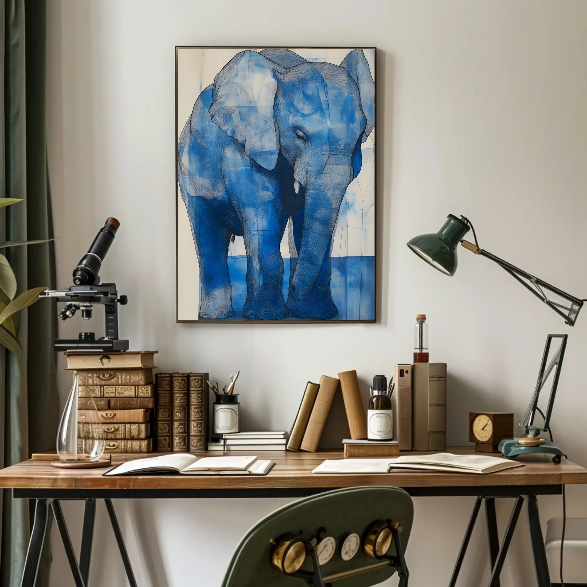 Blue Elephant Modern Poster Wall Art Print