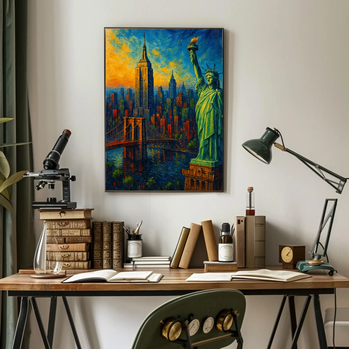 New York City Sunset Skyline Poster Modern Wall Art