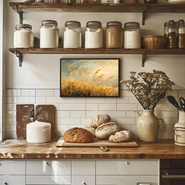 Golden Wheat Fields: Impressionistic Countryside Landscape Poster