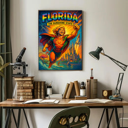 Florida Sunshine State Superhero Adventure Travel Poster PosterGoat