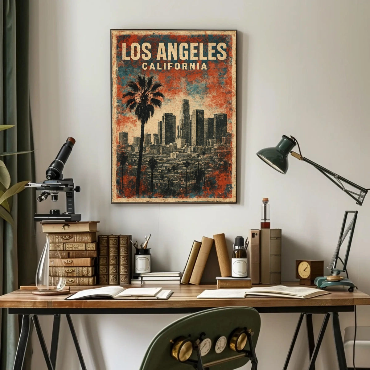 Los Angeles Vintage Cityscape Palm Retro Poster