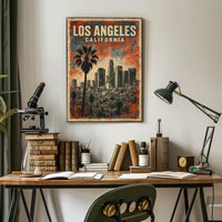 Los Angeles Vintage Cityscape Palm Retro Poster