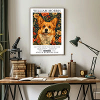 Corgi Art with Floral Elegance: Artistic Poster