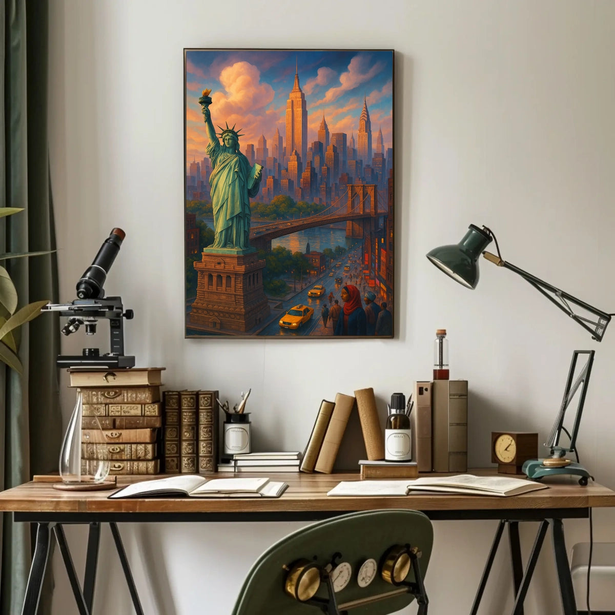 New York City Dreams Skyline Poster Modern Wall Art