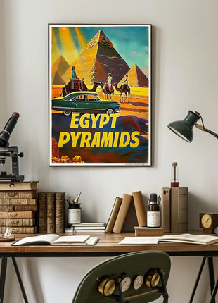 Iconic Pyramids of Egypt Vintage Travel Poster