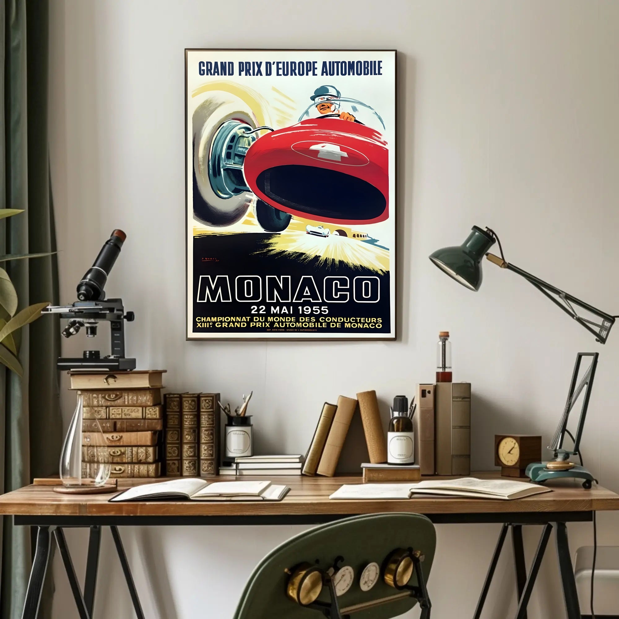 1955 Monaco Grand Prix Travel Poster Art Decor