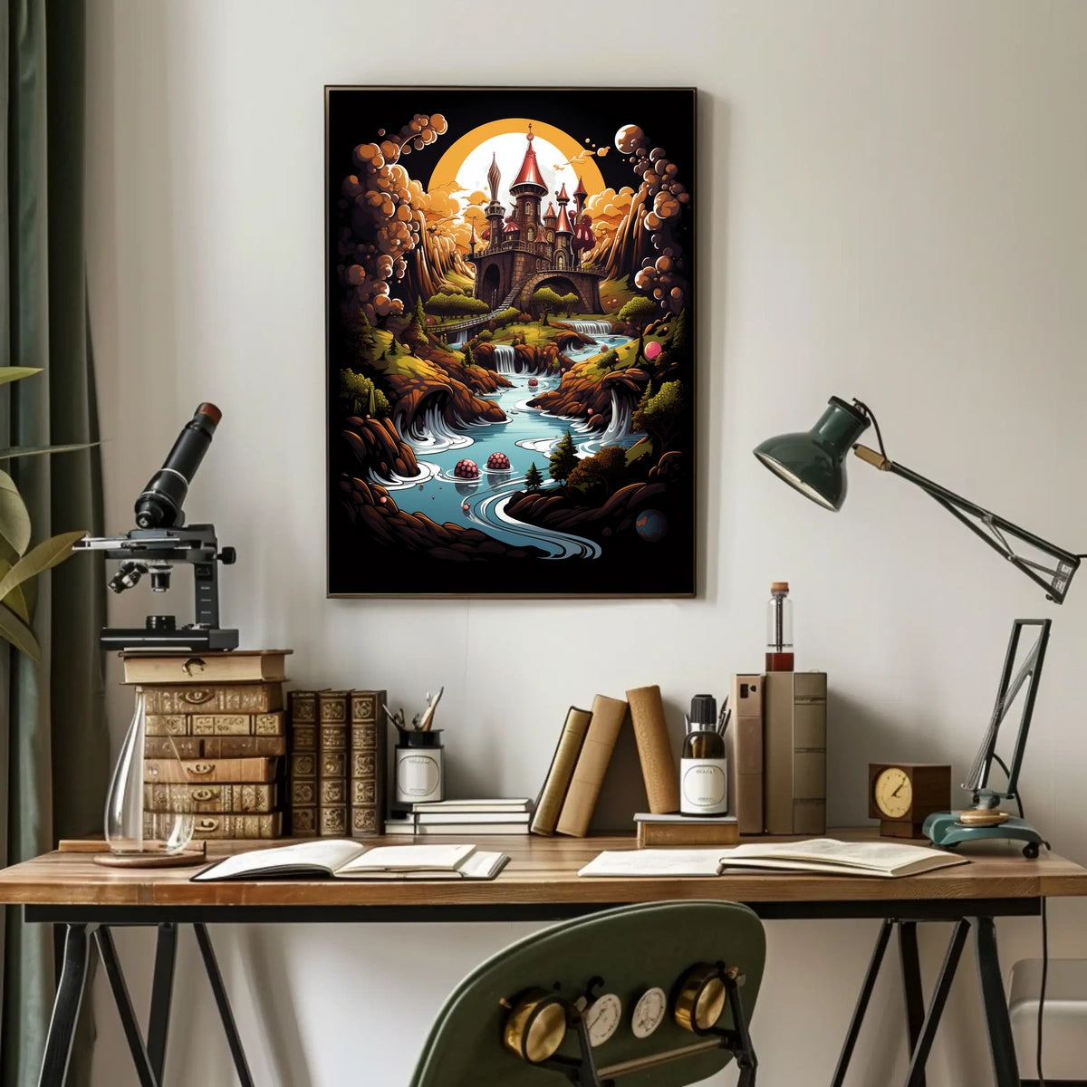Enchanted Castle in Dreamlike Landscape Fantasy or Mythology Poster