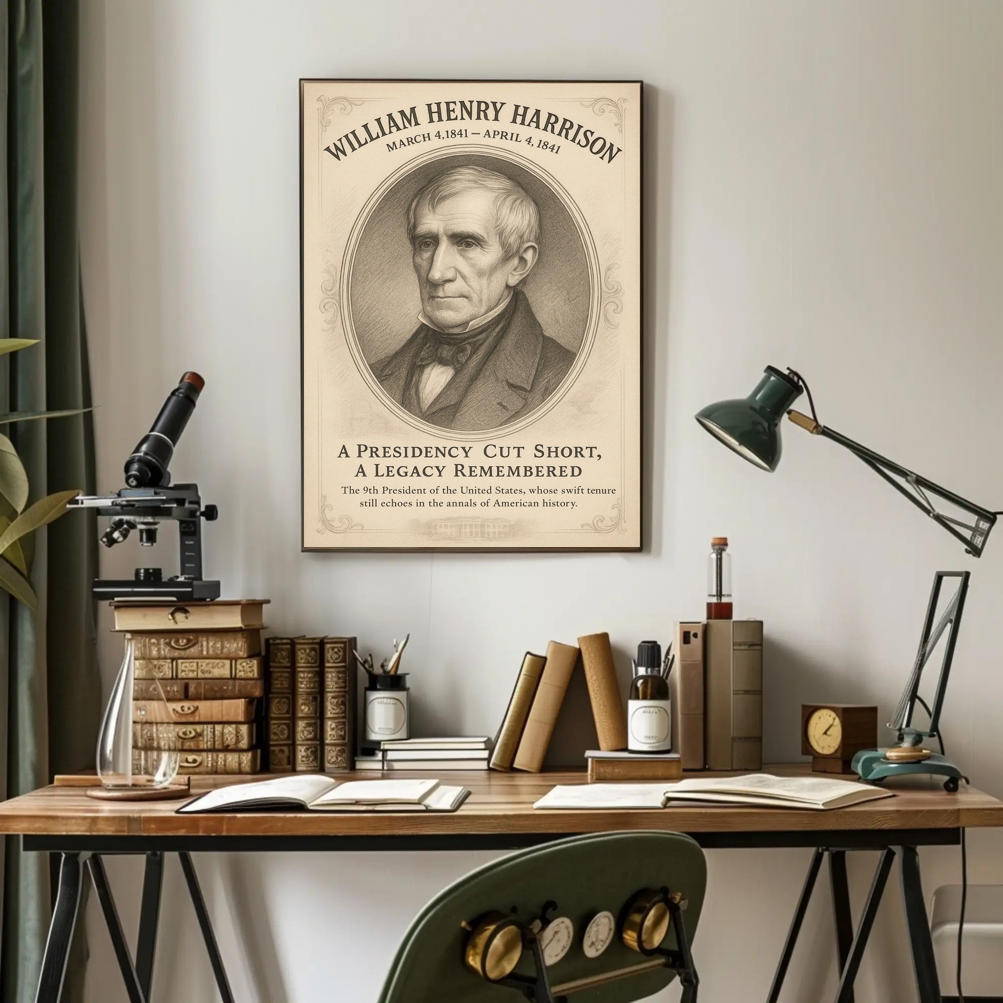 William Henry Harrison 9th President Sketch Poster Art Print PosterGoat