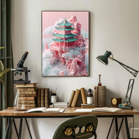 Floating Pagoda In The Clouds Poster PosterGoat