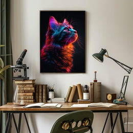 Neon Cat Portrait Poster
