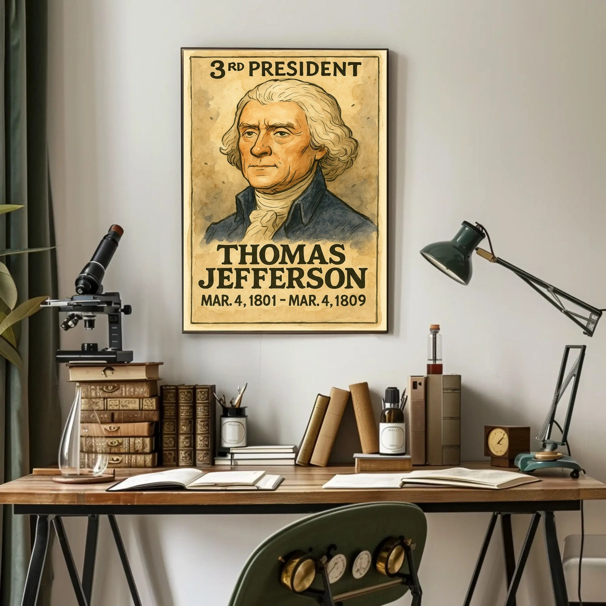 Thomas Jefferson 3rd President of the United States Exaggerated Cartoon Sketch Poster