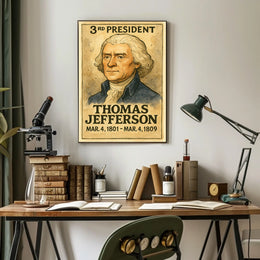Thomas Jefferson 3rd President of the United States Exaggerated Cartoon Sketch Poster