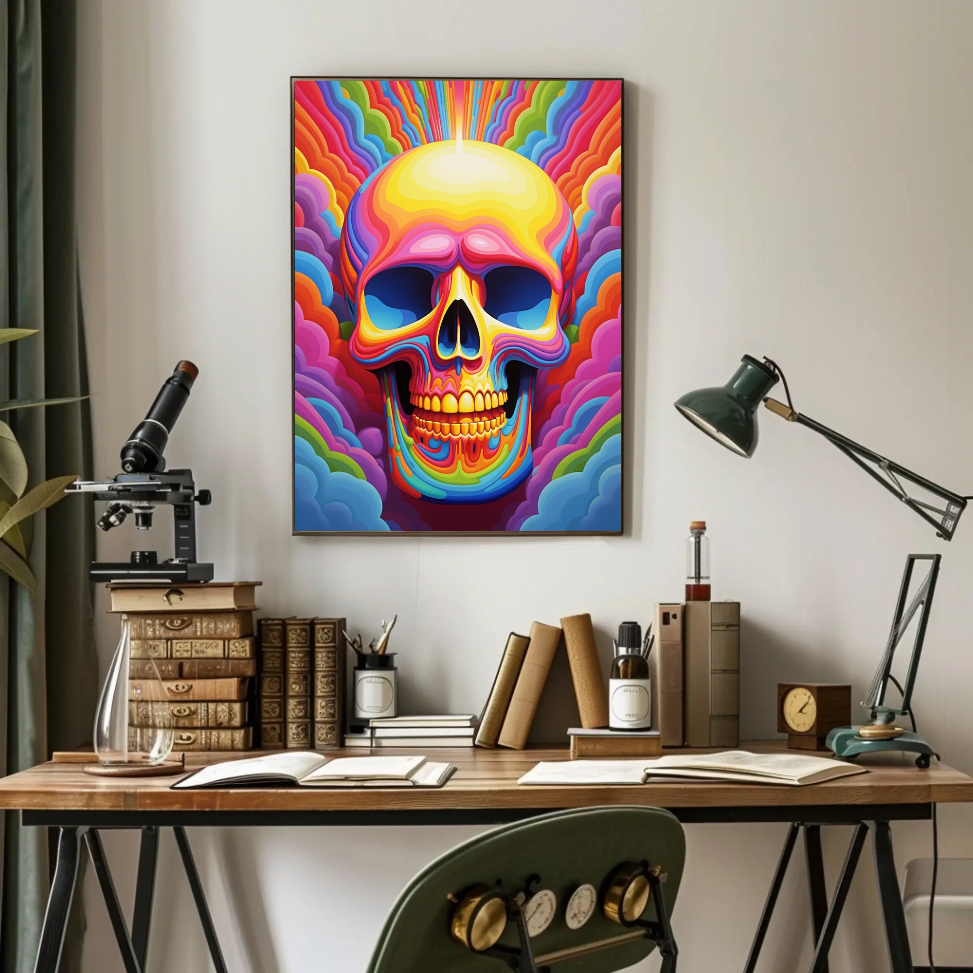 Vivid Skull Illusion Poster PosterGoat