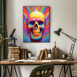 Vivid Skull Illusion Poster PosterGoat