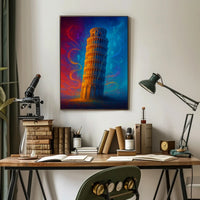Enchanted Leaning Tower Poster Vintage Travel Wall Art