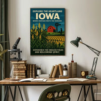 Idyllic Iowa Fields Vintage Travel Poster