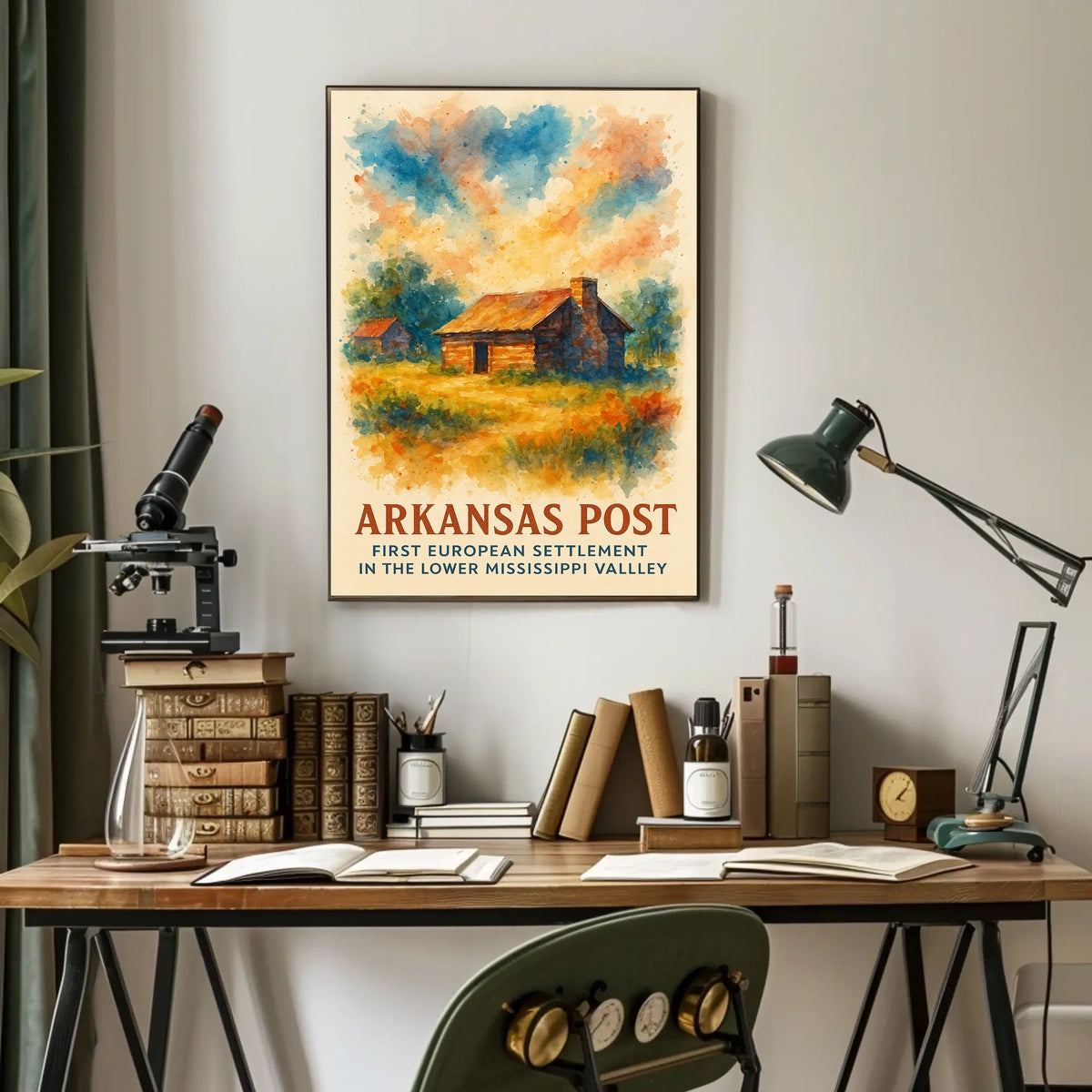 Arkansas Post Historic Settlement Watercolor Poster
