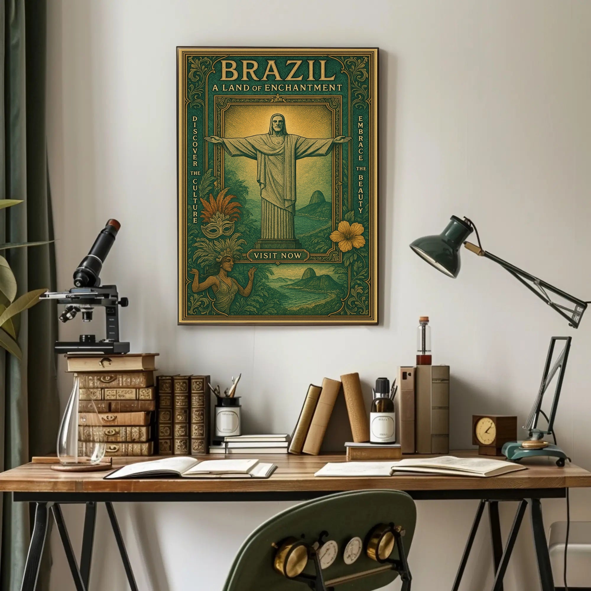 Brazilian Enchantment Vintage Art Travel Poster