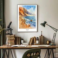 Picturesque Sinai Coastal Scene in Watercolor Travel Poster PosterGoat