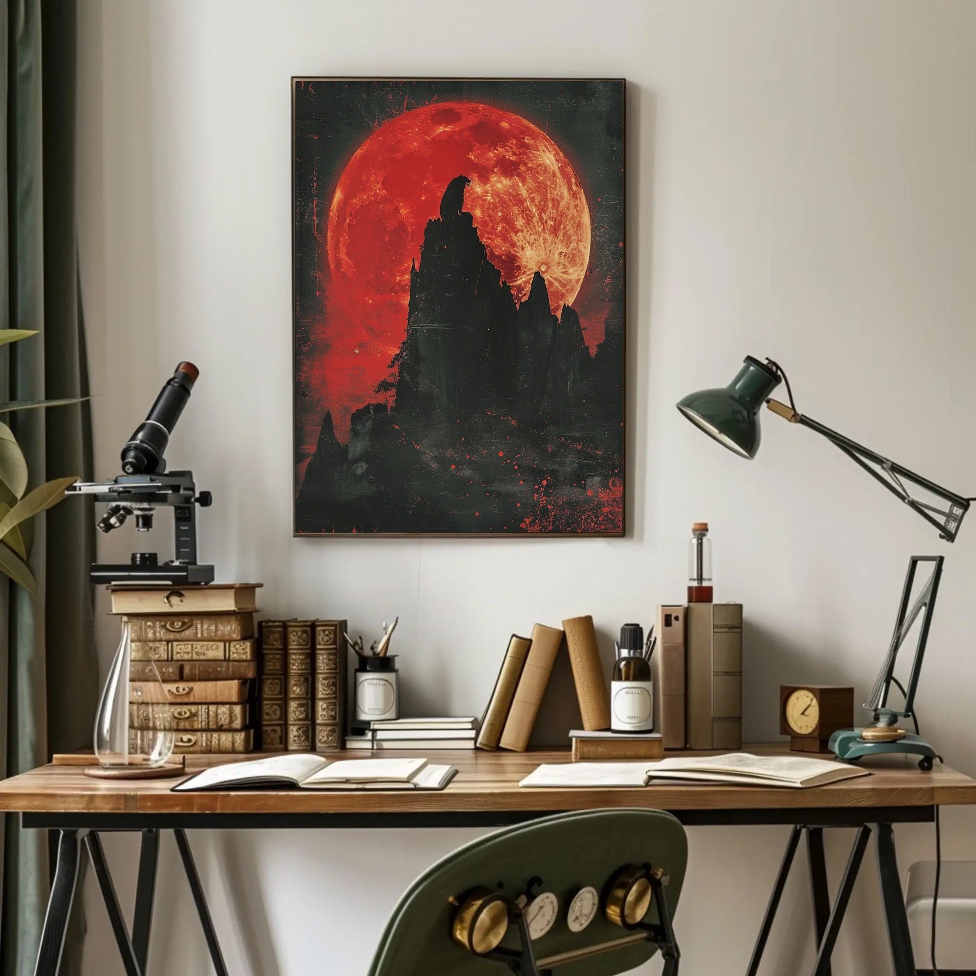 Blood Moon Wolf Fantasy Nightscape Poster PosterGoat