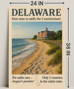 Delaware First State Highlights Wall Art Print PosterGoat