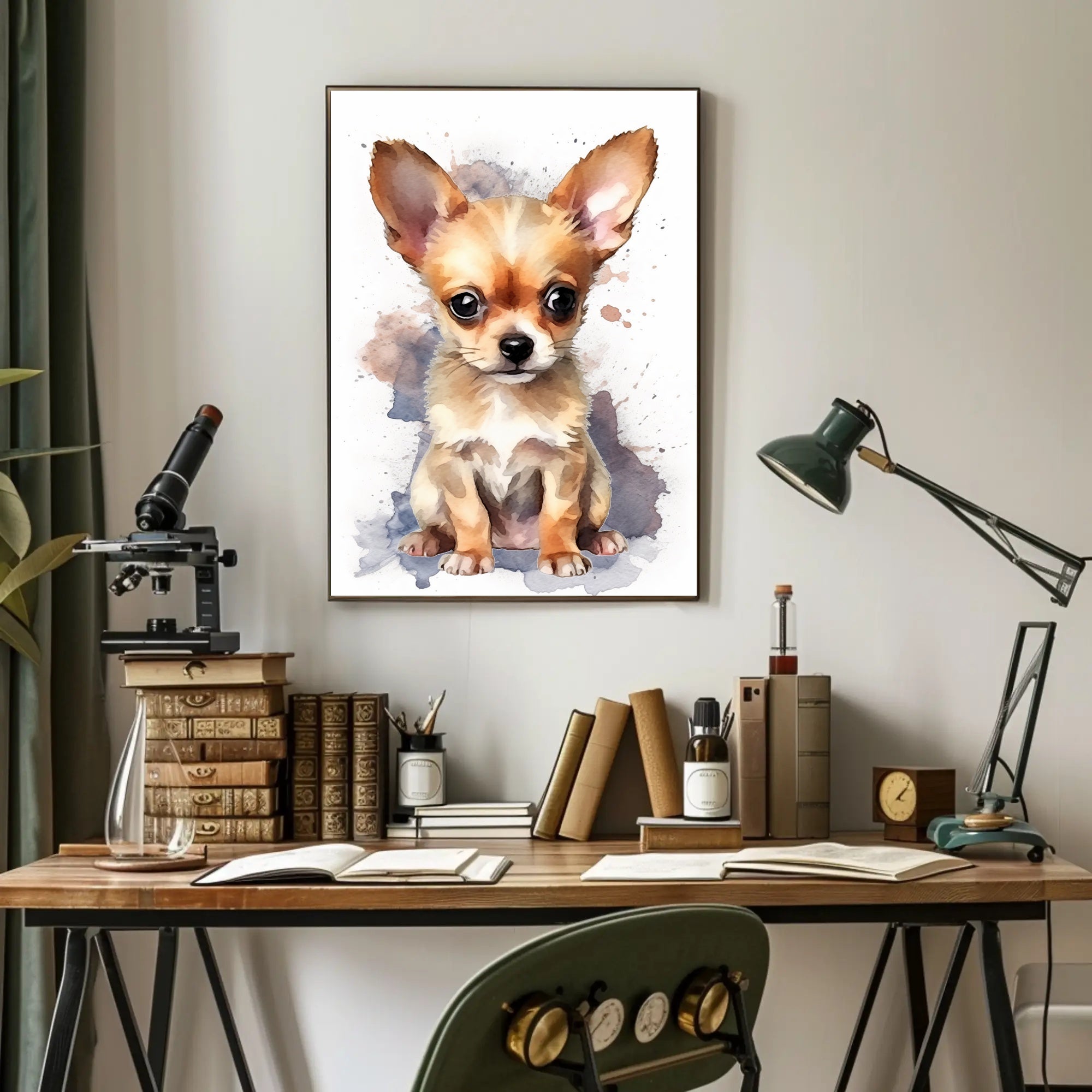 Chihuahua Watercolor Portrait Poster Art Print
