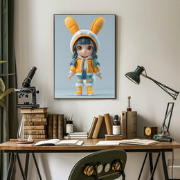 Cute Cartoon Child in Bunny Outfit Pop Culture Poster PosterGoat