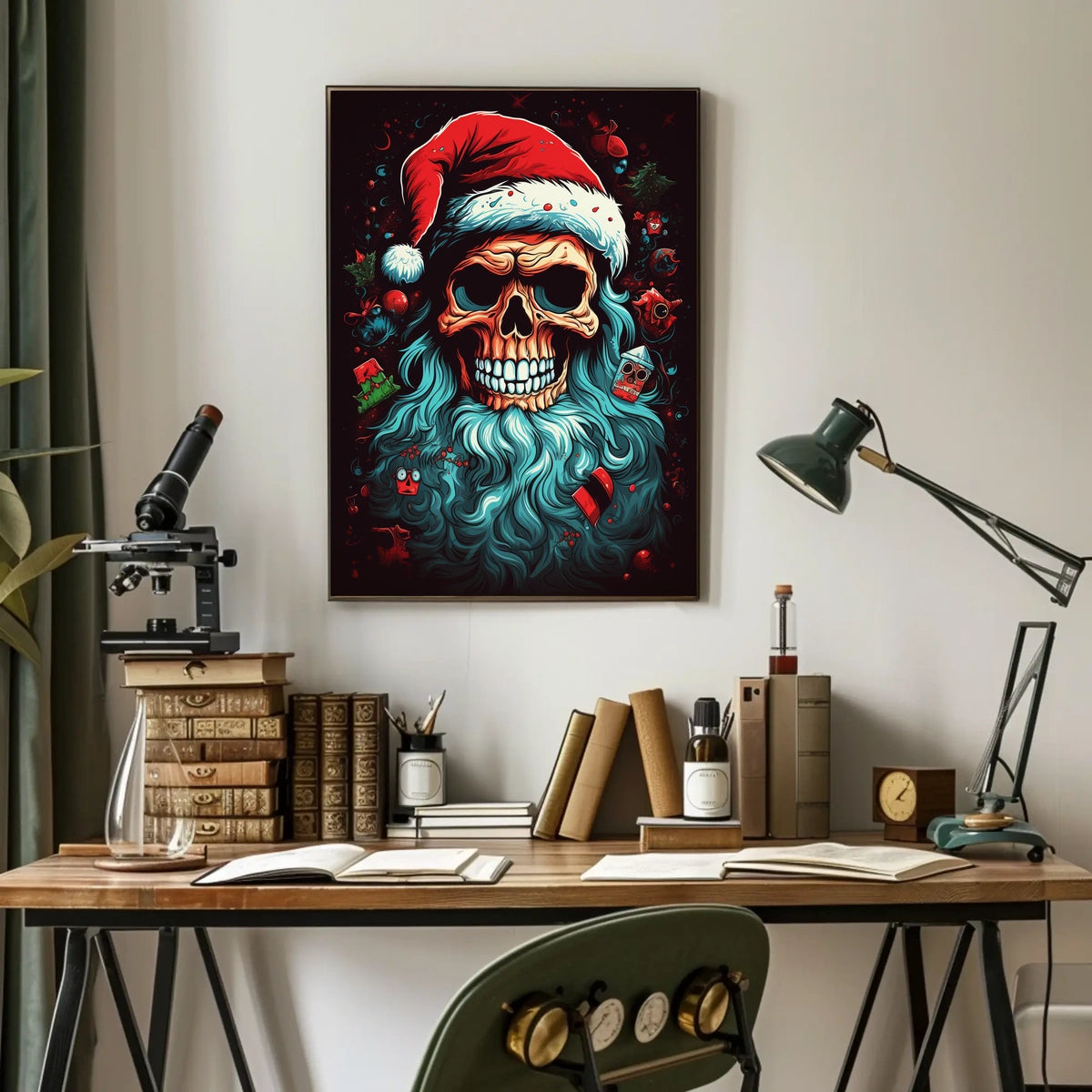 Festive Skull Santa Poster