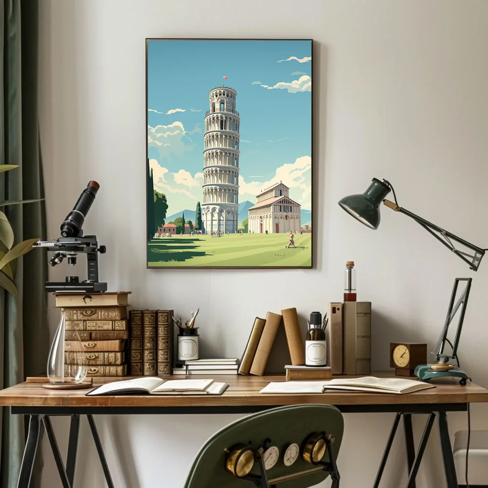 Leaning Tower of Pisa Vintage Travel Poster Art