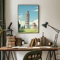 Leaning Tower of Pisa Vintage Travel Poster Art