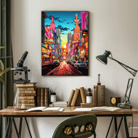 Vibrant Times Square Urban Scene Poster Modern Wall Art