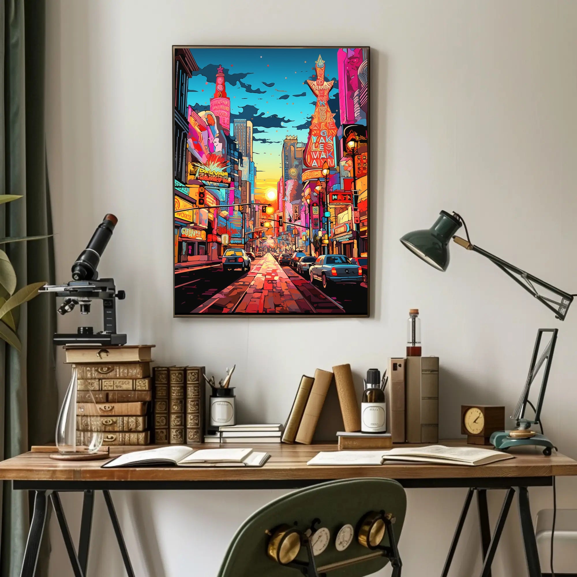 Vibrant Times Square Urban Scene Poster Modern Wall Art