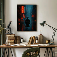 Neo-Noir Cyberpunk Cityscape: Futuristic Sci-Fi Poster