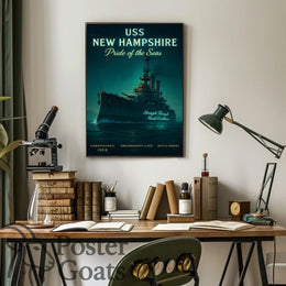 USS New Hampshire Battleship: Naval Excellence Historical Poster