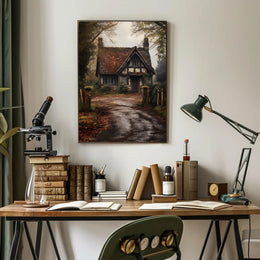 Rustic Cottage In Autumn Poster