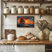 Majestic Sailing Ship at Sunset Art Poster