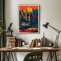 Urban Symphony Cityscape Poster Vibrant Sunset City Living