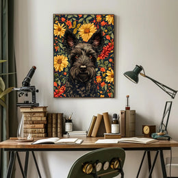 Floral Canine Portrait Wall Art Print