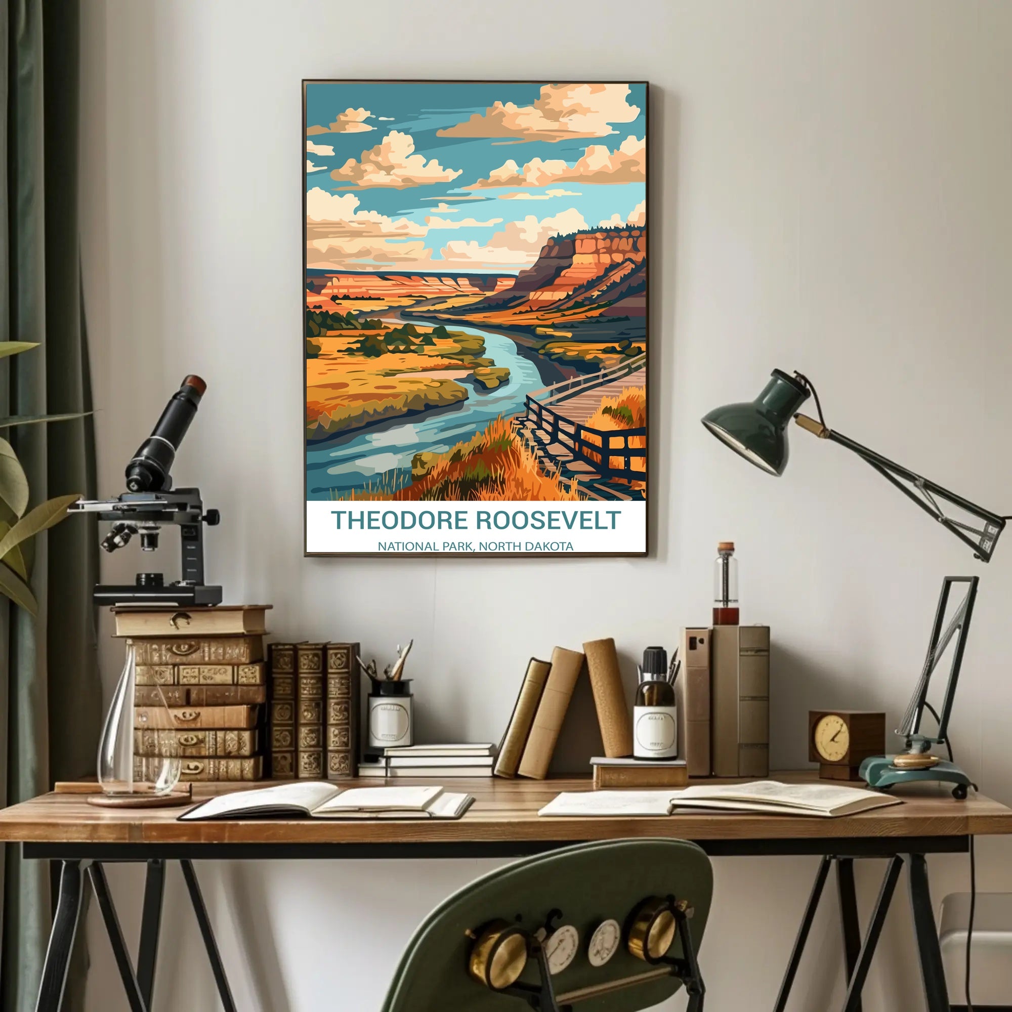 Theodore Roosevelt National Park Scenic Landscape Vintage Poster