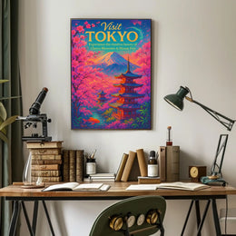 Visit Tokyo Cherry Blossoms Mount Poster