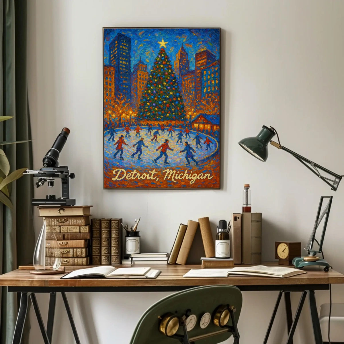 Detroit Winter Wonderland Vintage Collectors Poster
