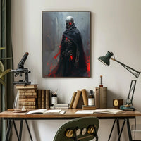 Dark Fantasy Skeleton Poster with Red Accents PosterGoat
