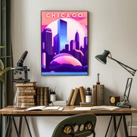 Chicago Skyline at Sunset: Urban Cityscape Poster