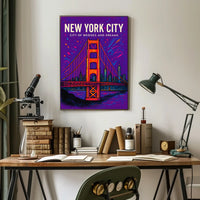 New York City Skyline Vibrant Bridge Poster Art