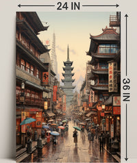 Rainy Day In A Traditional Asian Street Poster