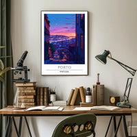 Porto Evening Skyline: Enchanting Travel Poster