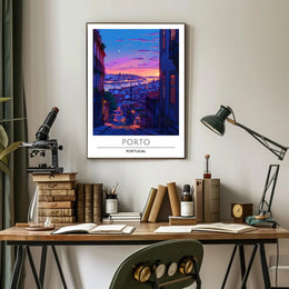 Porto Evening Skyline: Enchanting Travel Poster