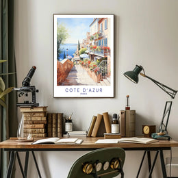 Côte d'Azur Watercolor Scenic Travel Poster PosterGoat